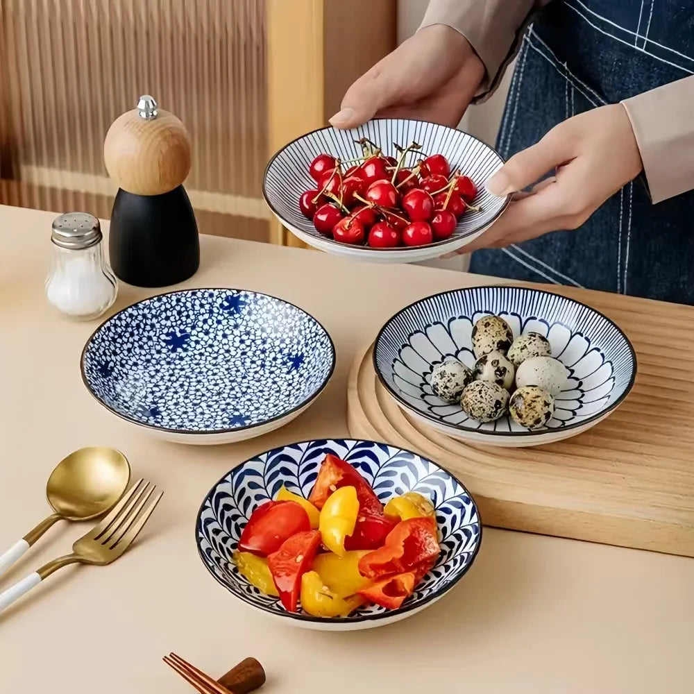 Japanese sushi plate creative plate Internet celebrity small dessert plate barbecue hot pot plate household fruit plate 4pcs