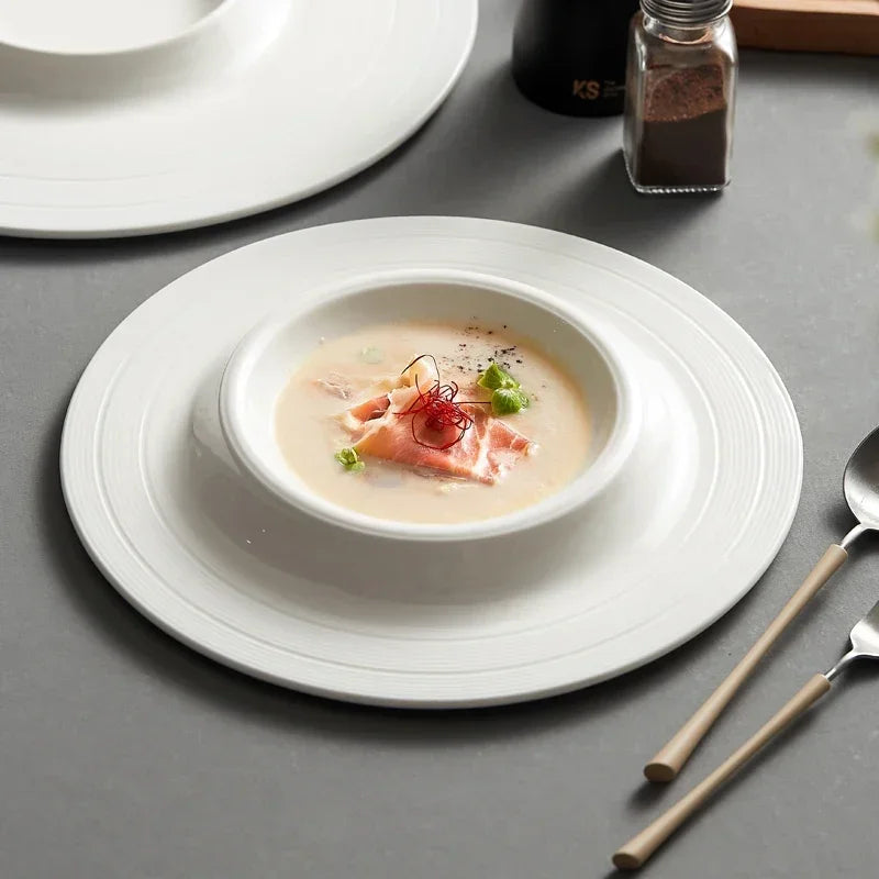 Nordic Salad Steak Plate Food Decor Plate Hotel Restaurant Dessert Ceramic Straw Hat Plate Creative Tableware Ceramic Plates